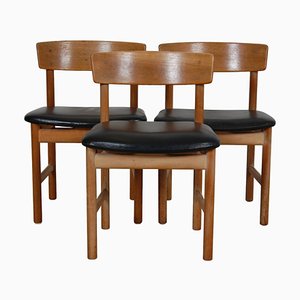 Folke Dining Chairs by Børge Mogensen, 1970s, Set of 3