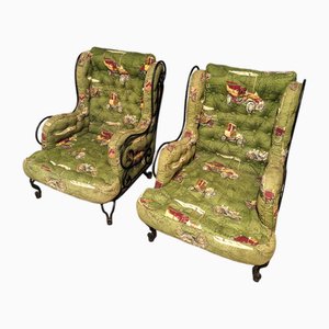 Wrought Iron Armchairs, Set of 2