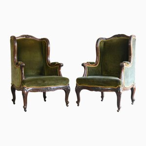 Oak Upholstered Armchairs, Set of 2