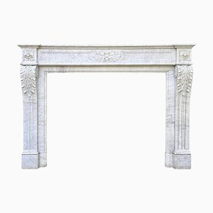 Large Louis XVI Carrara Marble Fireplace Mantel, 1850s