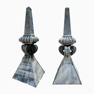 Monumental Lead Obelisks Finials, 1840s, Set of 2