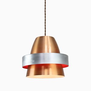 Italian Space Age Aluminum Pendant Lamp in Copper Color, 1970s