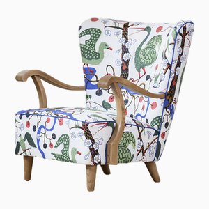 Armchair with Print by Josef Frank, 1940s