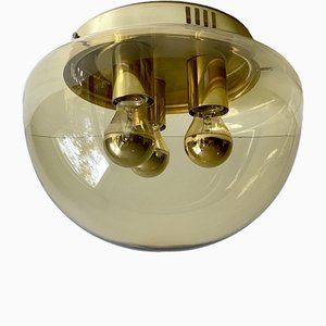 Lampada da soffitto vintage in vetro di Limburg, anni '70