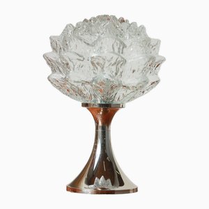 Lampada da tavolo a forma di fiore trasparente, anni '60