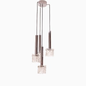 Kaskadierende Deckenlampe aus Chrom und Glas