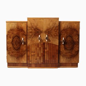 English Art Deco Walnut Sideboard, 1930s