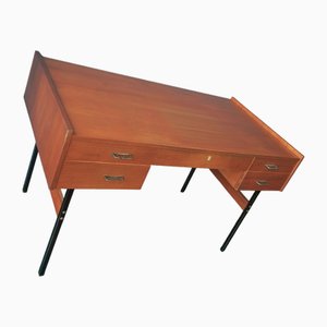 Mid-Century Schreibtisch aus Teak & schwarzem Eisen, 1960er