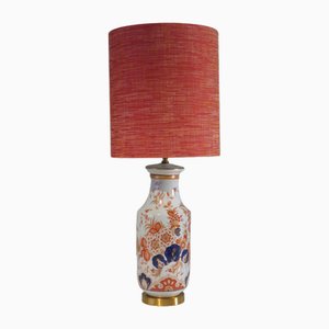 Grande Lampe de Bureau Mid-Century en Céramique avec Motif Inspiré Imari, 1960s