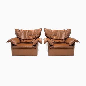 Leather Wingback Armchairs from Durlet, 1970s, Set of 2