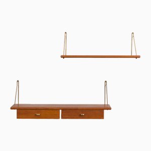 Mensole Mid-Century in teak con consolle, Danimarca, anni '50, set di 2