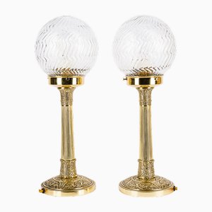 Art Deco Tischlampen mit Glasschirmen, Wien, Österreich, 1920er, 2er Set
