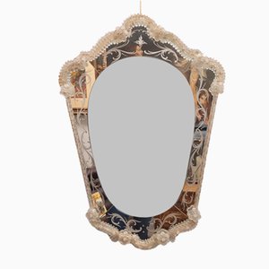 Espejo de cristal soplado de Murano, Italia, años 40