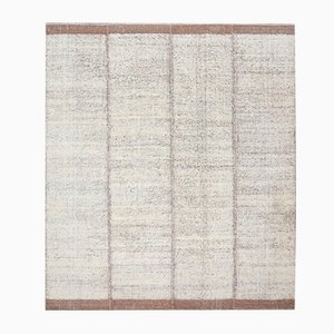 Alfombra Kilim moderna en marrón y beige