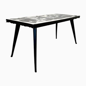 Mesa de comedor abstracta pintada en blanco y negro, 1953