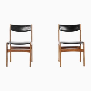 Teak and Leather Dining Chairs by Erik Buch, 1960s, Set of 2