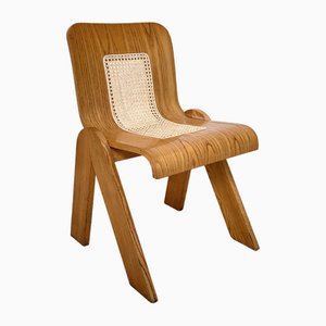 Mid-Century Italian Dining Chair in Ash and Cane by Gigi Sabadin for Stilwood, 1972