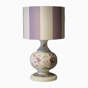 Large Mid-Century Ceramic Table Lamp with Oriental Images, 1970s