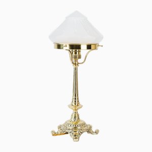 Table Lamp with Antique Glass Shade, Vienna, 1890s