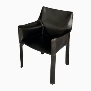 Leather 413 Cab Armchair by Mario Bellini for Cassina