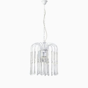 Lámpara de araña vintage con gotas de cristal de Murano