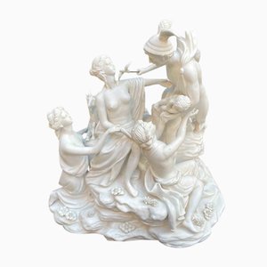 Centre de Table Sculptural Mythologique en Porcelaine Biscuit Blanc, 20ème Siècle