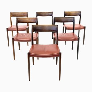Danish Model 77 Rosewood Dining Chairs by Niels Otto Møller for J.L. Møllers, 1960s, Set of 6