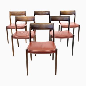 Danish Model 77 Rosewood Dinning Chairs by Niels Otto Møller for J.L. Møllers, 1960s, Set of 6