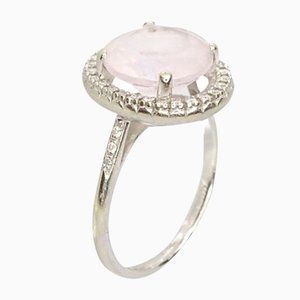 Bague Améthyste Rose et Diamants en Or Blanc 18k de Maison Mauboussin France, 1990s