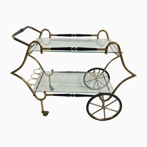 Mid-Century Brass Bar Cart in the style of Aldo Tura, 1950s