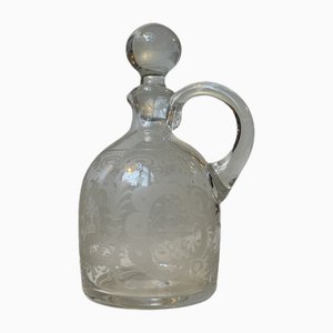 Carafe Antique en Verre Gravé de Holmegaard, 1900s