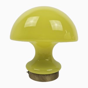 Italienische Mushroom Tischlampe aus Opalglas mit Messing, 1970er