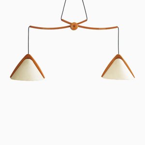 Domus Pila Twin Pendant Light Hanging Lamp, 1970s