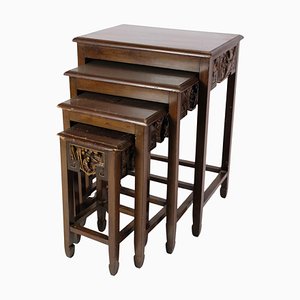 Chinese Side Tables in Mahogany, 1930s, Set of 4