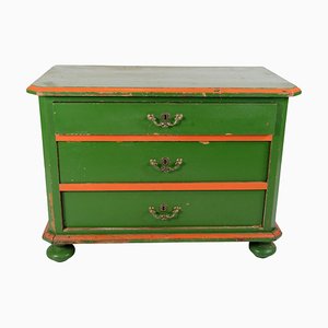 Small Chest of Drawers Painted in Green with Red Edges, 1890s