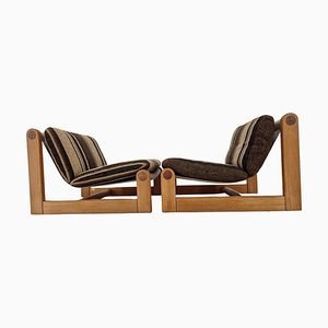 Mid-Century Lounge Chairs in Pinewood, Denmark, 1960s, Set of 2