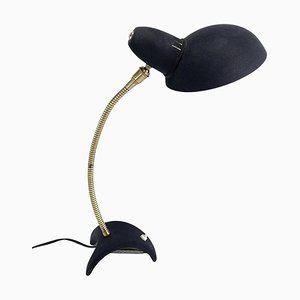 Lampe de Bureau Col de Cygne Mid-Century Laquée Noire, 1950s