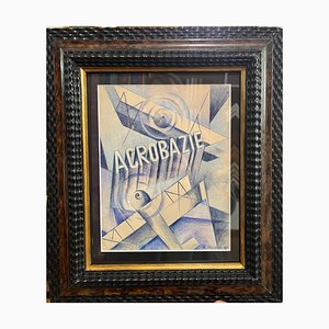 Robert Falcucci, Acrobazie, Pastel, 1935, Framed