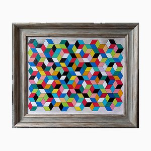 Christopher Barrow, Impossible Blocks, 2024, Oil on Board, Framed