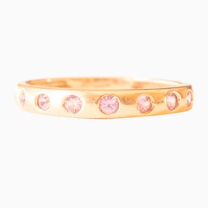 Gypsy Ring aus 9 Karat Gelbgold mit synthetischen rosa Saphiren, 2004