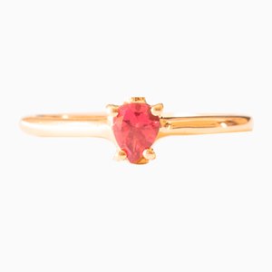 Vintage 10 Karat Yellow Gold Ring with Synthetic Pink Spinel and Diamonds