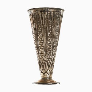 Vaso Art Deco fatto a mano in argento patinato, anni '30