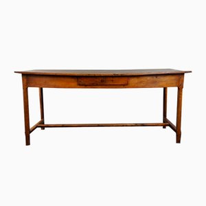 Antique French Dining Table with Drawer, Late 18th Century