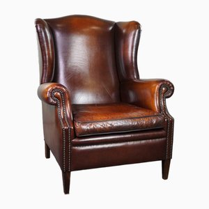 Large Sheep Leather Wing Chair