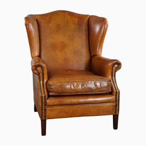 Fauteuil à Oreilles en Cuir de Mouton