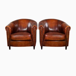 Club Chairs in Sheep Leather, Set of 2