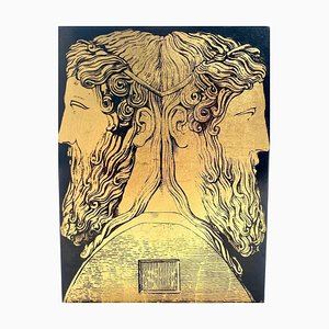 Serre-Livres Janus à Deux Faces en Métal par Pietro Fornasetti, 1950s