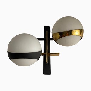 Wall Lamp in Brass and Opaline Glass from Stilnovo, Italy, 1950s