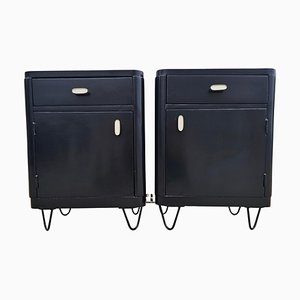 Art Deco Black Nightstands, Former Yugoslavia, 1930s, Set of 2