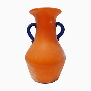 Orange Murano Glass Scavo Vase by Carlo Moretti, Italy, 1970s